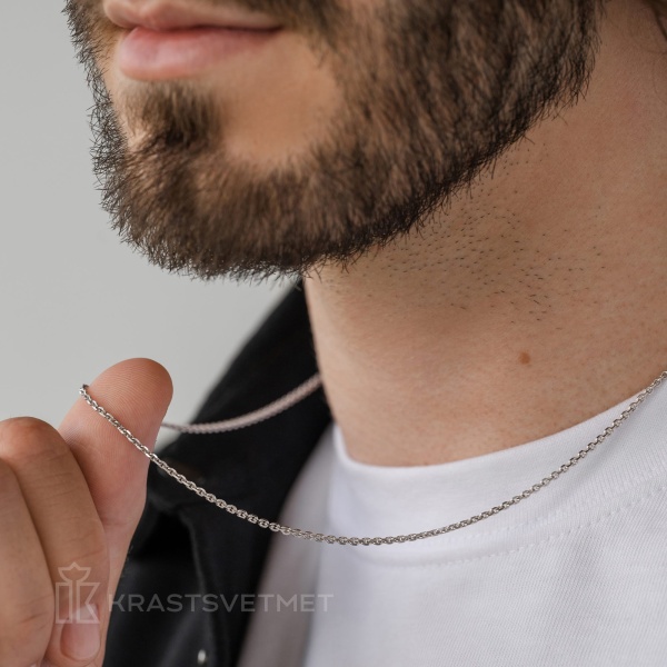 Цепь из белого золота 585, плетение «Якорь»